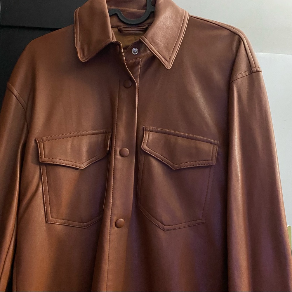 Abercrombie & Fitch Faux Vegan Leather Button Up Jacket - Picture 7 of 10